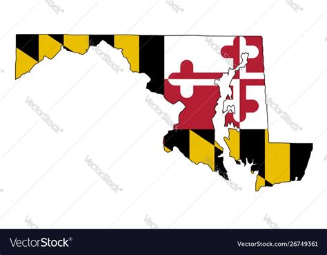 Maryland outline map and flag Royalty Free Vector Image