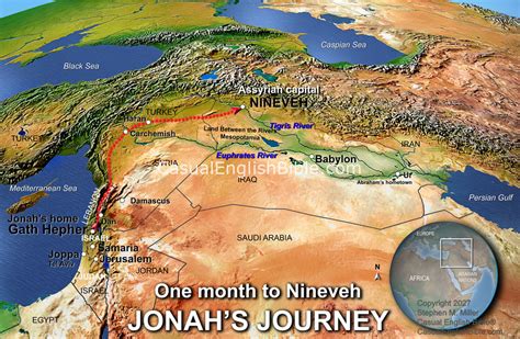 Bible map of Jonah's trip to Nineveh - Casual English Bible