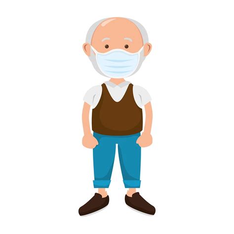 old man with face mask isolated icon 4829947 Vector Art at Vecteezy