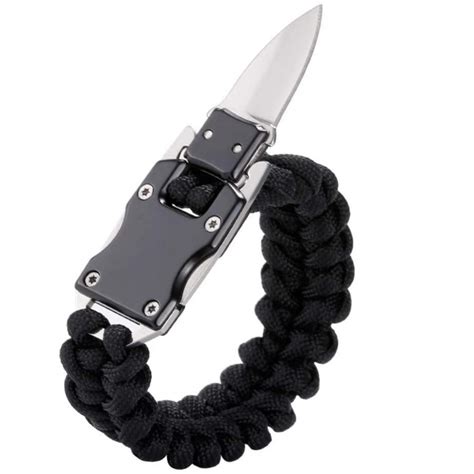 Paracord Bracelet Tactical Knife - Emergency Survival Bracelet With Concealed Or Extended Knife ...