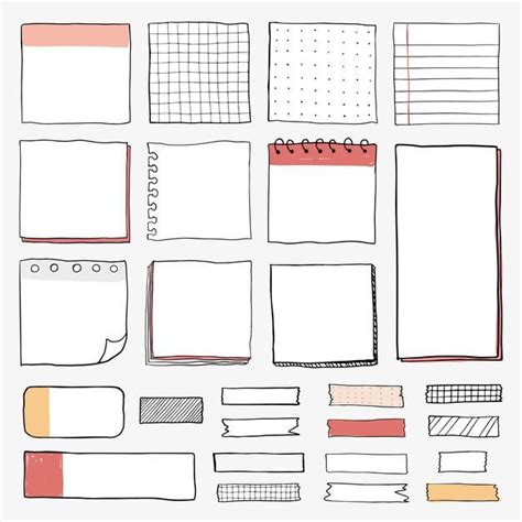 Free Vector | Blank reminder paper notes set | Note paper, Bullet journal boxes, Bullet journal ...