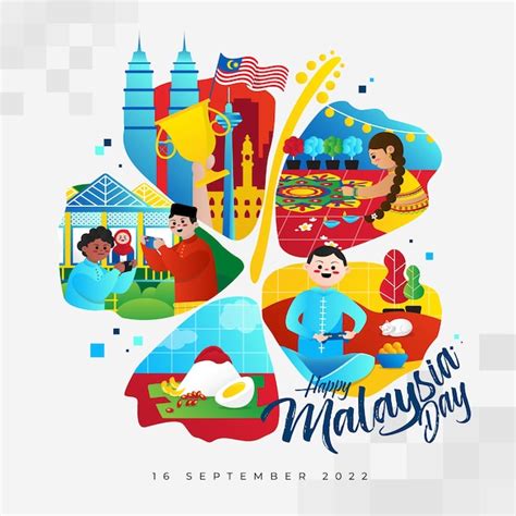 Premium Vector | Malaysia day cultures with petals illustration