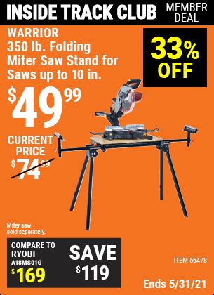 WARRIOR Universal Folding Miter Saw Stand For Saws Up To 10 In. for $49.99 in 2021 | Harbor ...