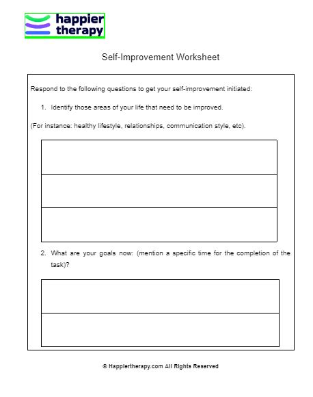 Self-Improvement Worksheet | HappierTHERAPY