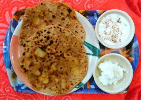 Aloo paratha with butter & curd Recipe by Kaur Jass - Cookpad