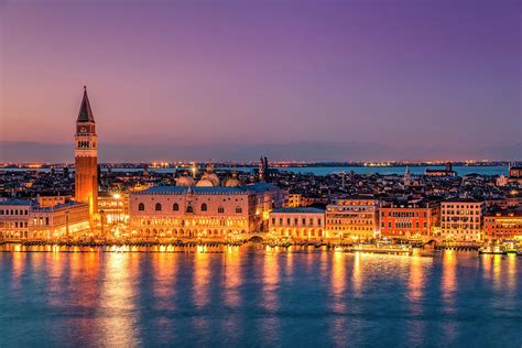 City skyline at dusk, Venice, Italy Photograph by Stefano Politi Markovina - Pixels