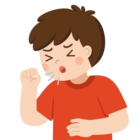 Premium Vector | Sick cute boy is coughing on white background. flu ...