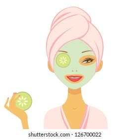 Young Woman Applying Cucumber Mask Vector Stock Vector (Royalty Free ...