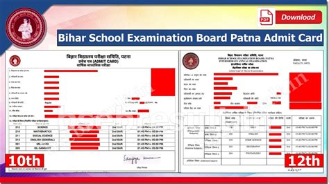 Bihar School Examination Board Patna Admit Card Download बारवीं एवं ...