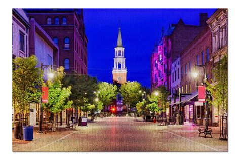 Burlington Vermont Church Street at Night with City Lights | Etsy