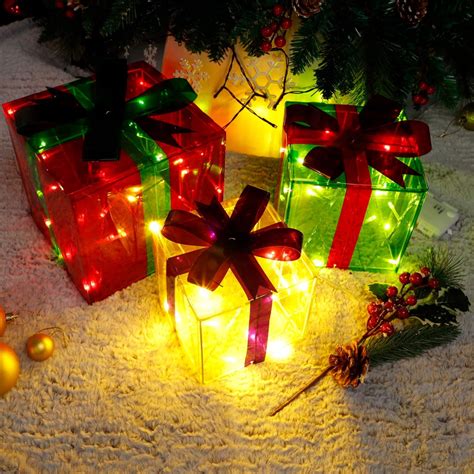 Amazon.com: Lulu Home Christmas Lighted Gift Boxes, 60 LED Light Up Deocr Outdoor, Light Up ...