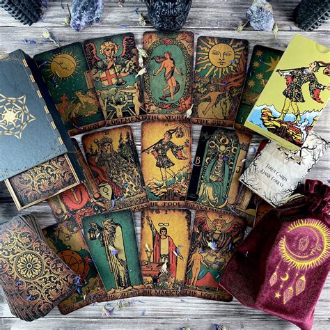 Tarot Deck Craft Cardboard Vintage-unique Handcrafted Tarot Cards With Guidebook Witchcraft ...