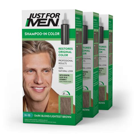 Just For Men Shampoo-In Color, Gray Hair Coloring for Men - Dark Blond/Lightest Brown, H-15 ...