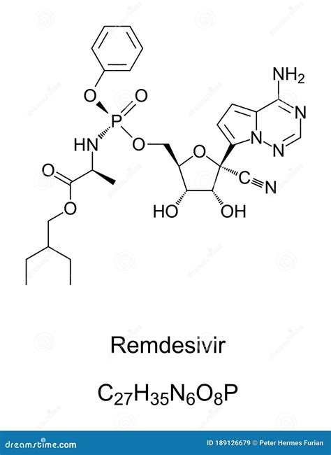 Remdesivir, Chemical Structure, Skeletal and Structural Formula Stock ...