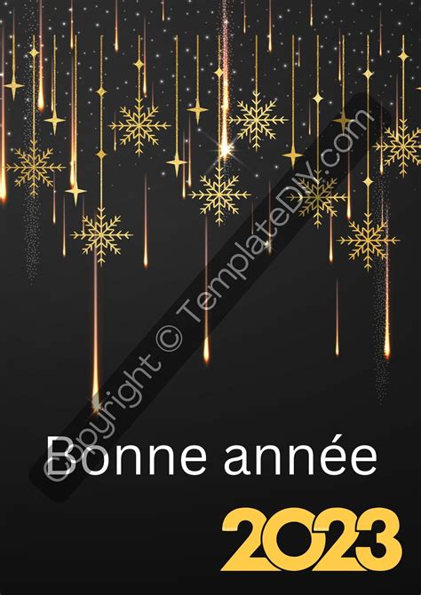 French New Year Cards Template Printable in PDF, Word