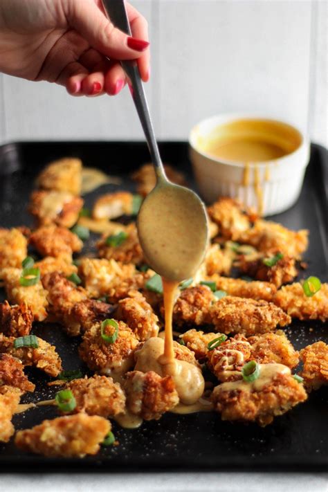 Paleo Popcorn Chicken + Honey Mustard Dipping Sauce | Lau's Healthy ...