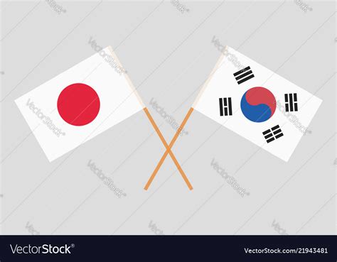 Crossed flags south korea and japan Royalty Free Vector