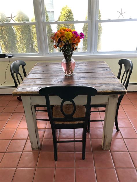 RUSTIC FARMHOUSE TABLE Small Kitchen Dining Farm House Reclaimed Wood ...