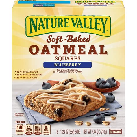Nature Valley Soft-Baked Oatmeal Squares, Blueberry Sugar, 6 ct, 7.44 oz - Walmart.com - Walmart.com