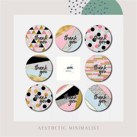 Aesthetic Minimalist 60pcs Round Thank You Stickers Random Stationery ...