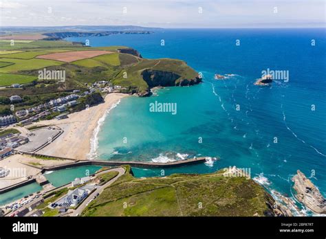 Aerial photograph of Portreath Beach, Cornwall, England Stock Photo - Alamy