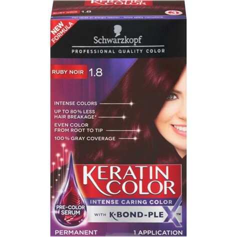 Schwarzkopf Keratin Color Permanent Hair Color Cream, 1.8 Ruby Noir ...