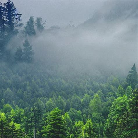 tall, wooded, mountains, fog, mist, majestic, expans...