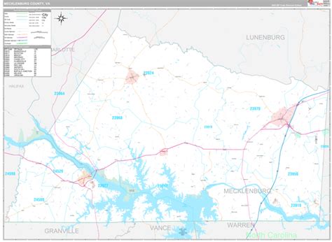 Mecklenburg County, VA Zip Code Map - Premium