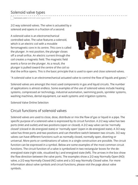 Solenoid Valve Types | PDF | Valve | Mechanical Engineering