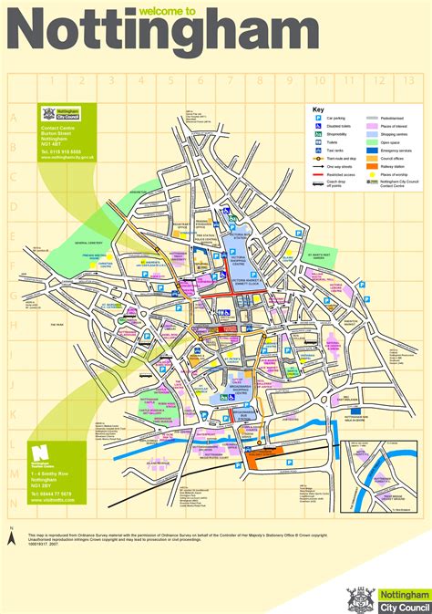 Nottingham tourist map