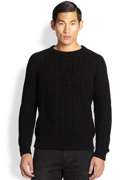 Lyst - Alexander Mcqueen Skull Cable Knit Sweater in Black for Men