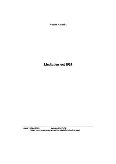 Limitation Act 1935 (WA) - Seafarers Rights International