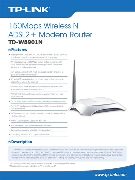 TP Link TD w8901n Manual de Usuario | PDF | Wi Fi | Quality Of Service