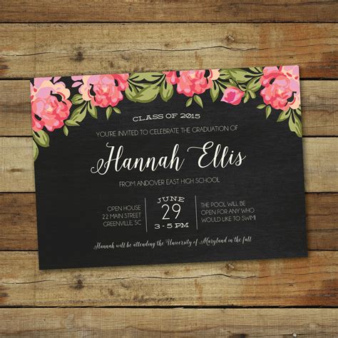 Floral Graduation Party Invitation Roses Graduation Open - Etsy | Graduation invitations ...