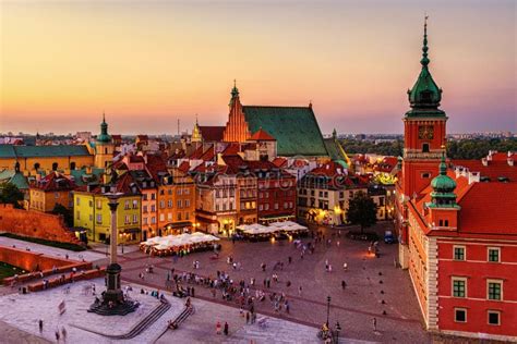 Nightlife in Warsaw, Poland, People at the Palace Square Stock Image ...