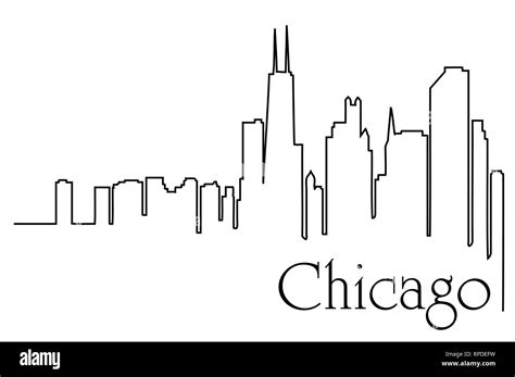 Chicago city one line drawing abstract background with cityscape Stock Vector Image & Art - Alamy