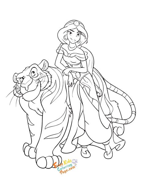 Princess Jasmine and Rajah coloring page