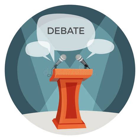 Debate Poster with Microphones and Opinions on Vector Illustration ...