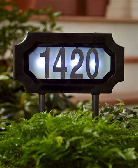 Solar Lighted Address Sign Stake Plaque House Number Marker LED Dusk to Dawn NEW #Unbranded ...