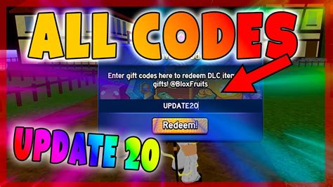 ALL *UPDATE 20* WORKING CODES FOR BLOX FRUITS (Blox Fruits All Codes) | Roblox - YouTube