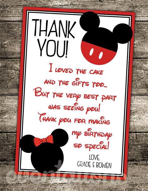 Oh twodles mickey mouse birthday thank you card | Etsy