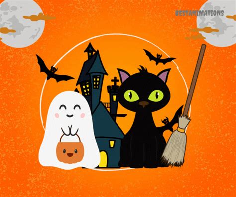 Happy Halloween Gif Cute Black Kitty