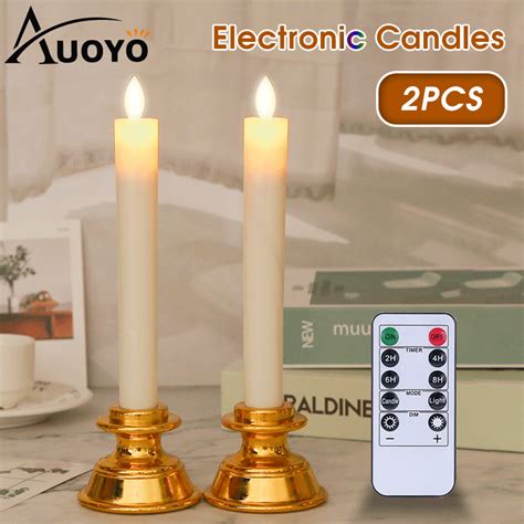 Auoyo led candle lights 2PCS LED Electric Candles Light Christmas Flameless Window Xmas Prayer ...