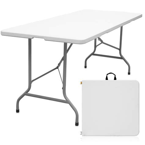 Byliable Folding Table 6ft Portable Heavy Duty Plastic Fold-in-Half Utility Picnic Table Plastic ...