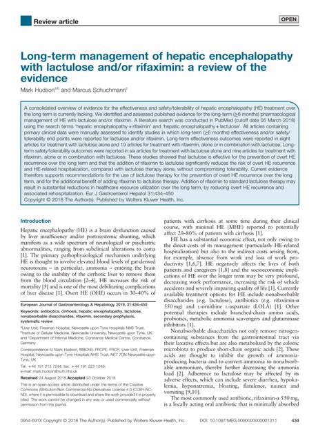 (PDF) Long-term management of hepatic encephalopathy with lactulose and/or rifaximin: a review ...