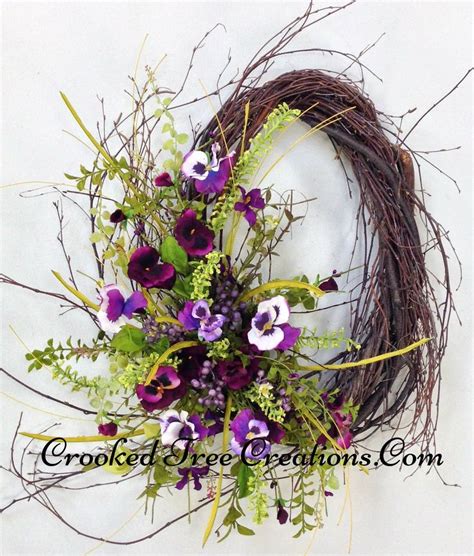 Birch Pansy Wreath | Wreaths, Winter door decorations