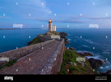 Lighthouse Phare du Petit Minou at sunset, Brittany, France Stock Photo - Alamy