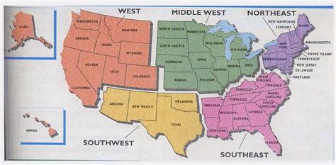 United states regions, States and capitals, United states regions map