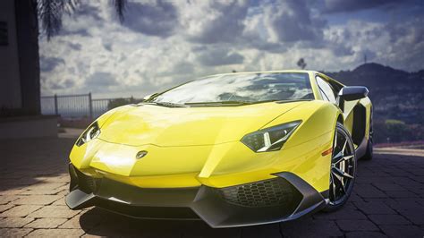 wallpaper Lamborghini Aventador, yellow, super sports car, HD ...