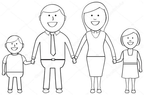 Outlined Happy Family — Stock Vector © Diamond_Images #8554270